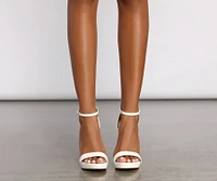 Classic Faux Leather Platform Block Heels