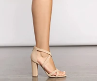 Criss Cross And Tell Block Heels