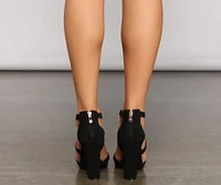 Criss Cross And Tell Block Heels