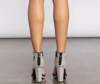 Inclined To Shine Rhinestone Block Heels