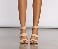 Triple Threat Faux Nubuck Block Heels