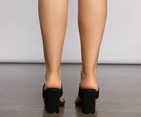 Faux Nubuck Banded Block-Heeled Mules
