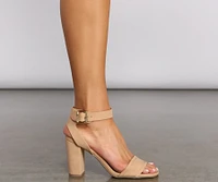 The Glam Life Nubuck Block Heels