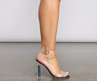 Clearly On-Trend Denim Lucite Heels