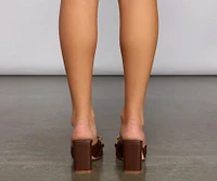 Chunky Chain Link Faux Leather Mules