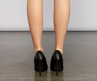 Faux Leather Quilted Stiletto Pumps