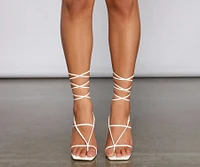 Lace-Up Glam Faux Leather Stiletto Heels