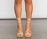 Strappy Style Square Toe Kitten Heels