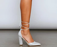 Glam Diva Glitter Lace-Up Block Heels