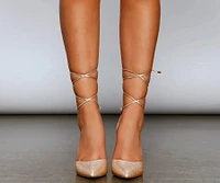 Glam Diva Glitter Lace-Up Block Heels