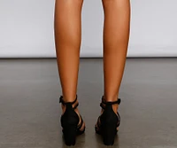 Asymmetrical Faux Suede Block Heel