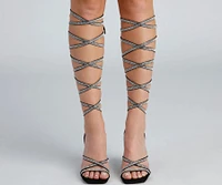 All About Glam Rhinestone Lace-Up Stiletto Heels