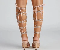 All About Glam Rhinestone Lace-Up Stiletto Heels