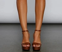 Chic Strut Faux Leather Block Heels