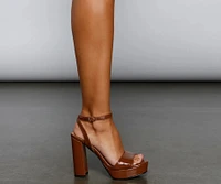 Chic Strut Faux Leather Block Heels