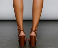 Chic Strut Faux Leather Block Heels