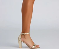 Metallic Moves Block Heels