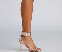 Chrome Magic Rhinestone Thin Block Heels