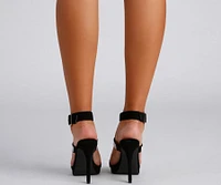 Divine Shine Nubuck Caged Stiletto Heels