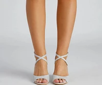 Shine Bright Glitter Mesh Block Heels