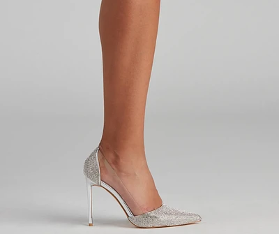 Elegant Shine Rhinestone PVC Stiletto Pumps
