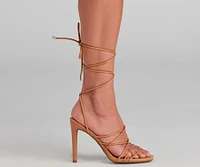 Attitude PU Lace-Up Stiletto Heels