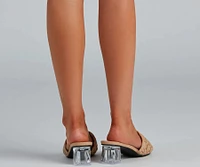 Basket Case Lucite Heel Mules