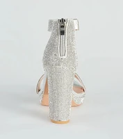 Oh My Shine Rhinestone Block Heels