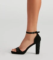 Glam And Gleam Rhinestone Block Heels