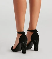 Glam And Gleam Rhinestone Block Heels