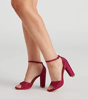 Own This Shine Glitter Block Heels