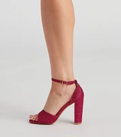 Own This Shine Glitter Block Heels
