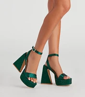 Disco Queen Rhinestone Block Heels