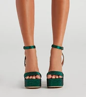 Disco Queen Rhinestone Block Heels