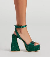 Disco Queen Rhinestone Block Heels
