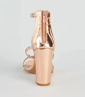 Futuristic Babe Metallic Strappy Block Heels