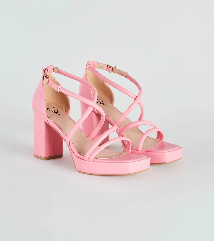 All Crossed Up Strappy Block Heels