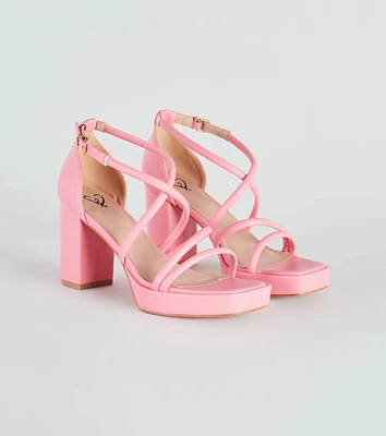 All Crossed Up Strappy Block Heels