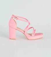 All Crossed Up Strappy Block Heels
