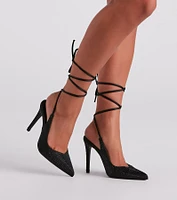 Chic Glam Rhinestone Lace-Up Stiletto Heels