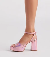 Just Like That Chrome Platform Heels