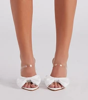 Posh Beauty Bow Block Heel Mules