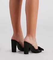 Posh Beauty Bow Block Heel Mules