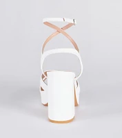 Criss Cross And Tell Platform Block Heels