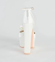 Fashion Strut Satin Rose Platform Heels