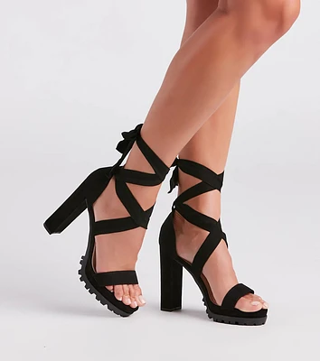 The Name Of Lug Lace-Up Platform Heels