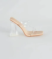 Stay Clear PVC Strappy Lucite Block Heels
