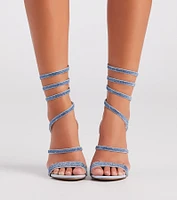 Fancy Gal Rhinestone Spiral Block Heels