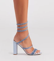 Fancy Gal Rhinestone Spiral Block Heels