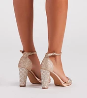 Glam And Gleam Rhinestone Block Heels